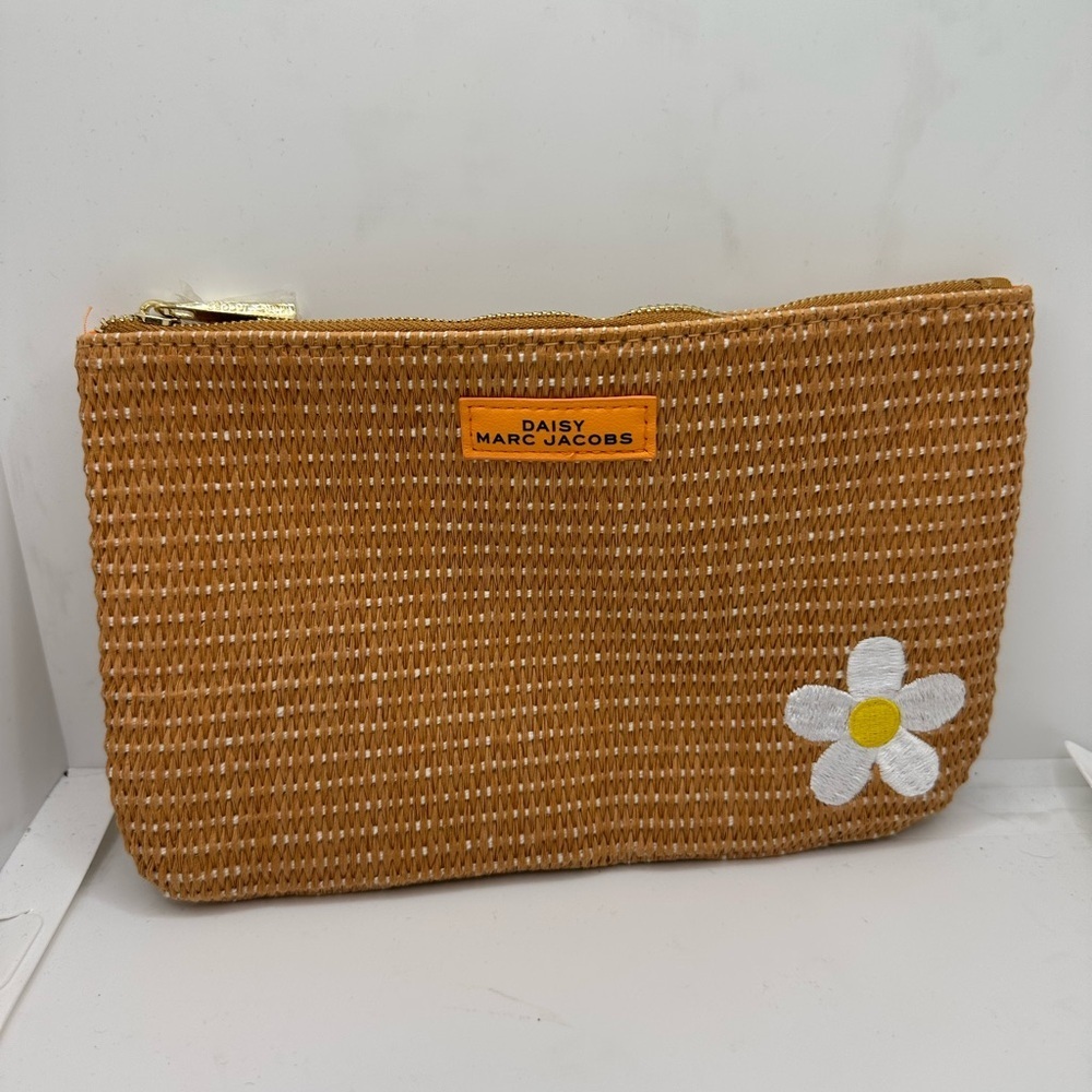 Marc Jacobs Woven Tan Cosmetic Bag with Daisy Accent